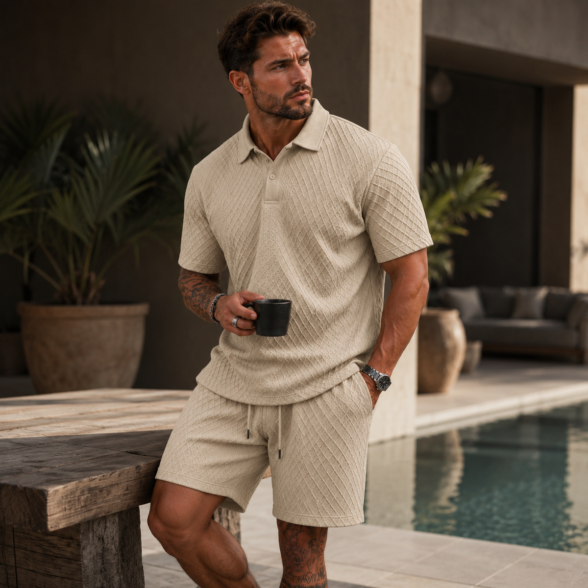 Men's Summer Two Piece Set | Coordinated Polo & Shorts