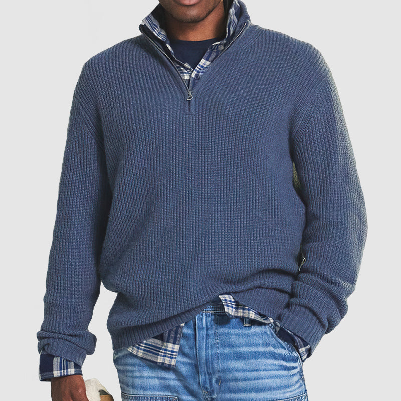 Men's Sweater | Quarter-Zip Ribbed Collar