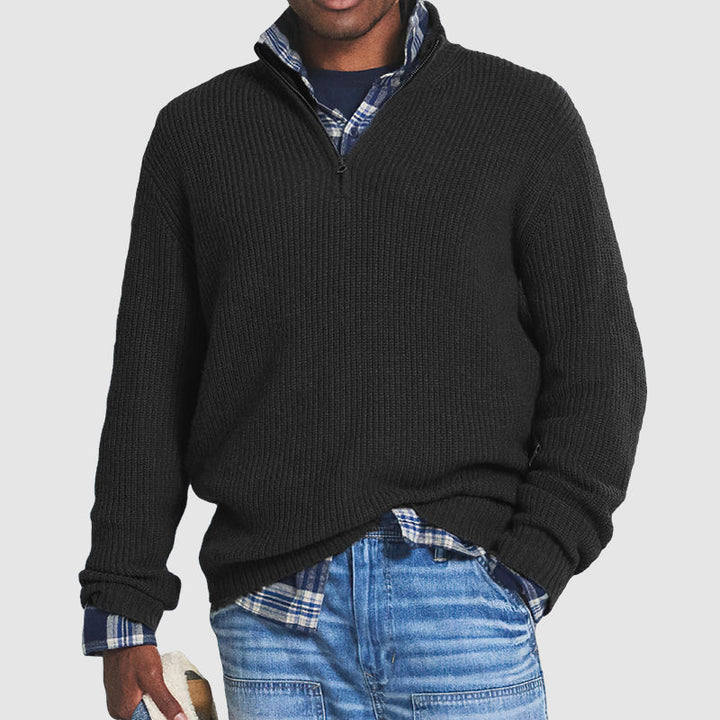 Men's Sweater | Quarter-Zip Ribbed Collar