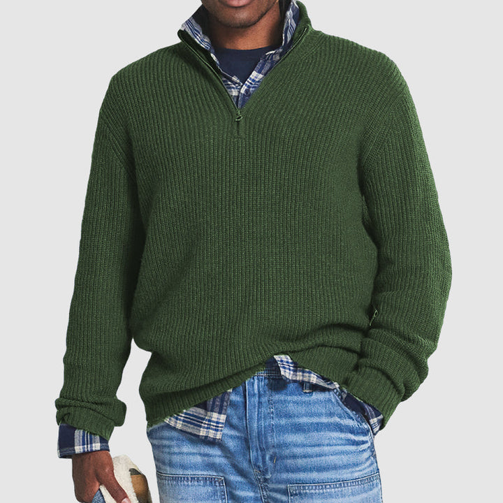 Men's Sweater | Quarter-Zip Ribbed Collar