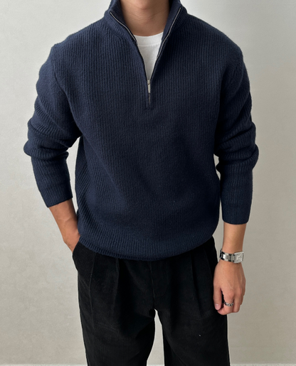 Men's Sweater | Ribbed Quarter Zip