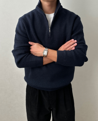Men's Sweater | Ribbed Quarter Zip