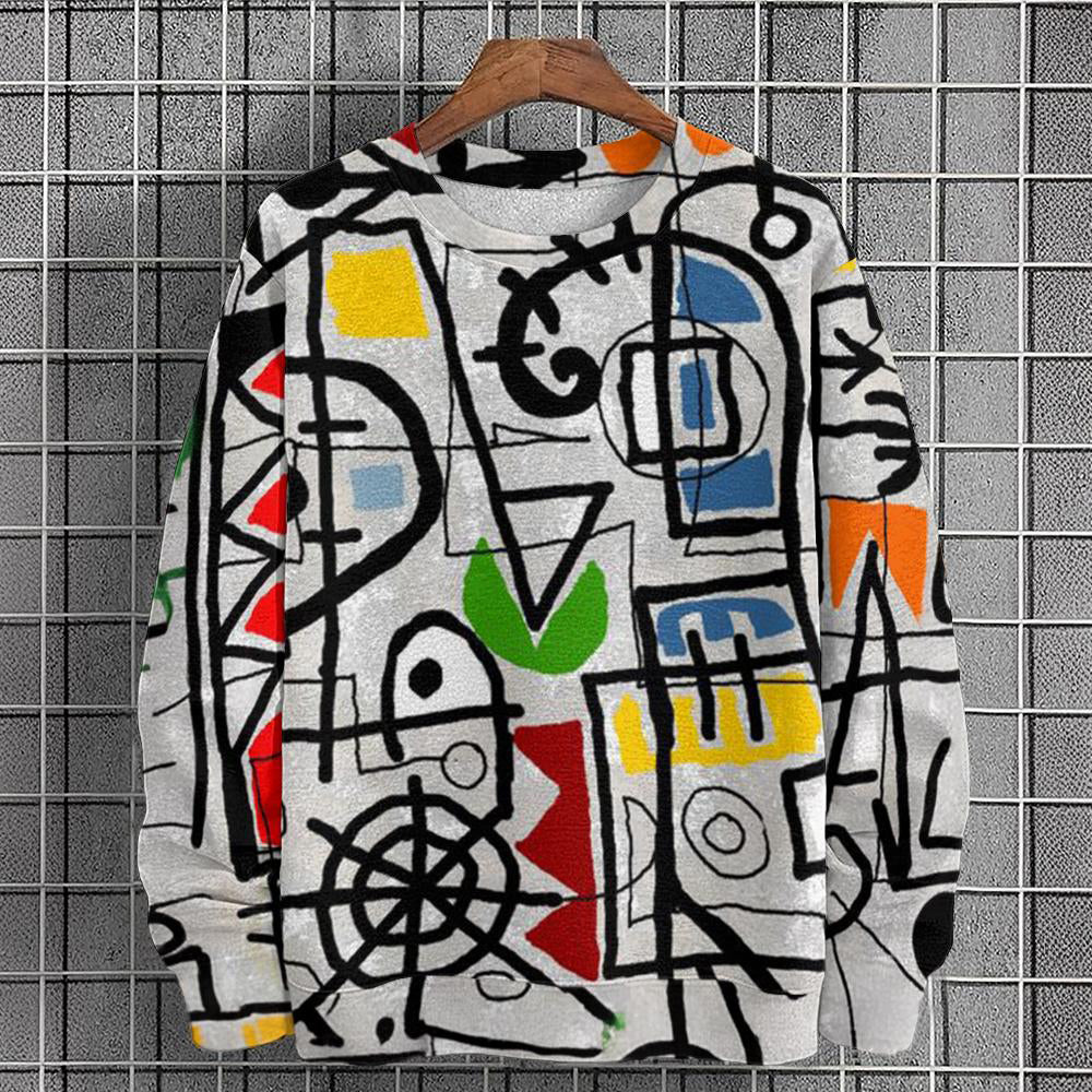Men's Sweatshirt | Abstract Graphic Print & Ribbed Cuffs