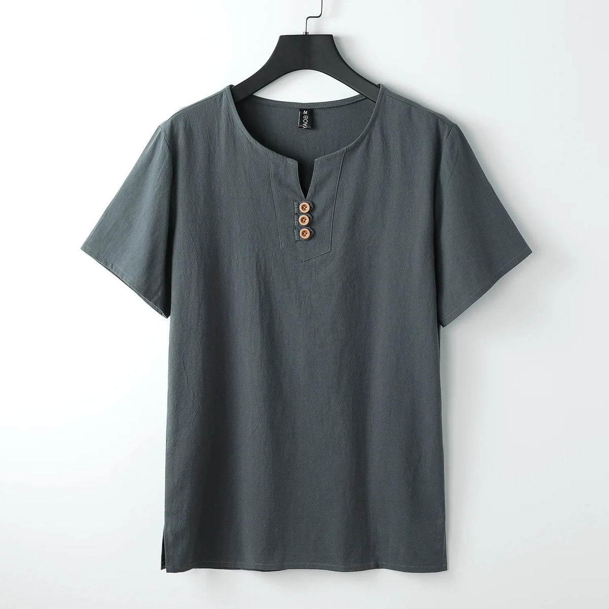 Men's T-Shirt | Button-Neck Relaxed Fit