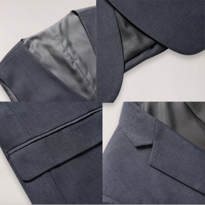 Men's Three-Piece Formal Suit - Classic Blazer, Waistcoat, and Trousers for Weddings and Events