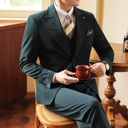 Men’s Three-Piece Formal Suit for Weddings & Events
