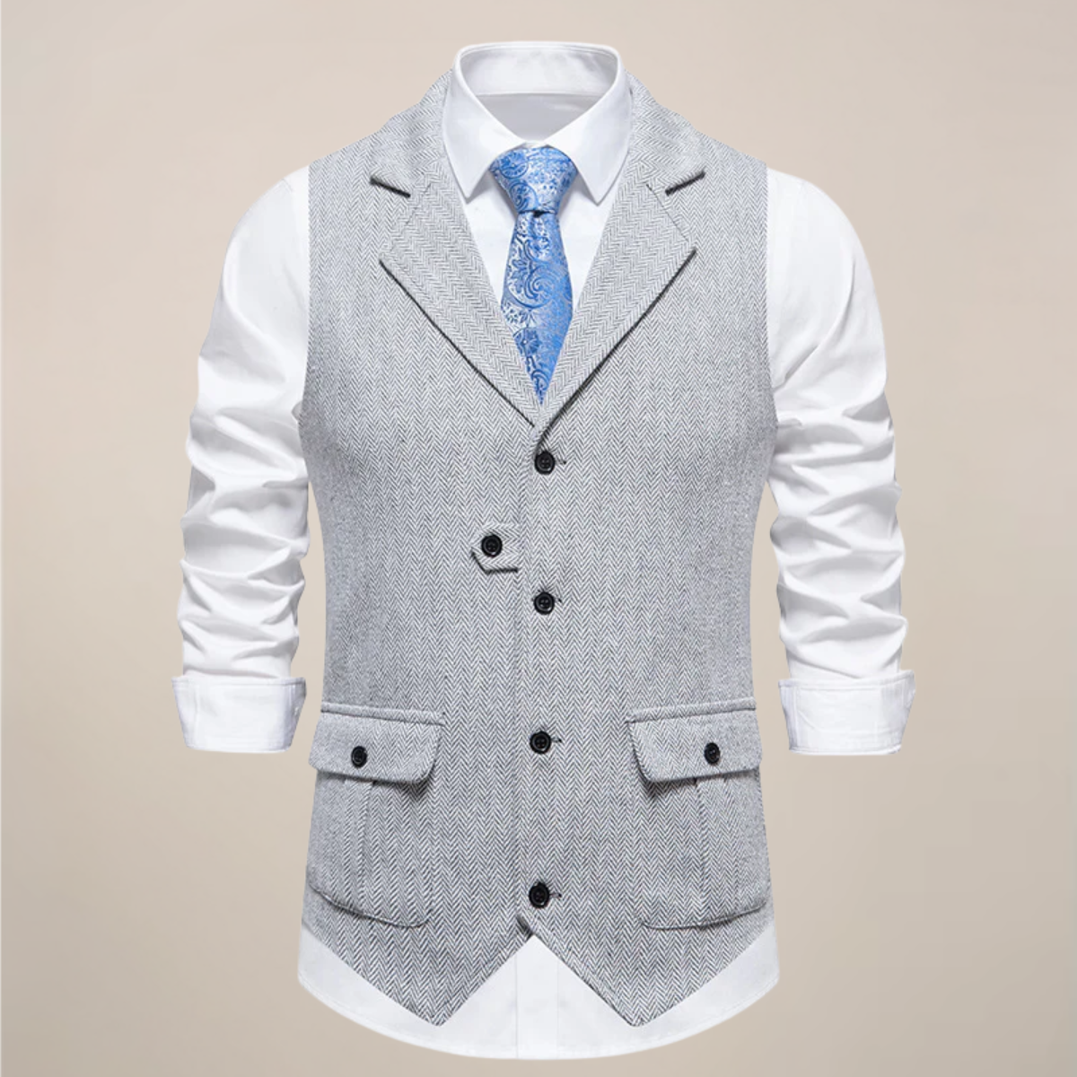 Men's Tweed Waistcoat - Stylish Notch Lapel Vest for Formal Occasions