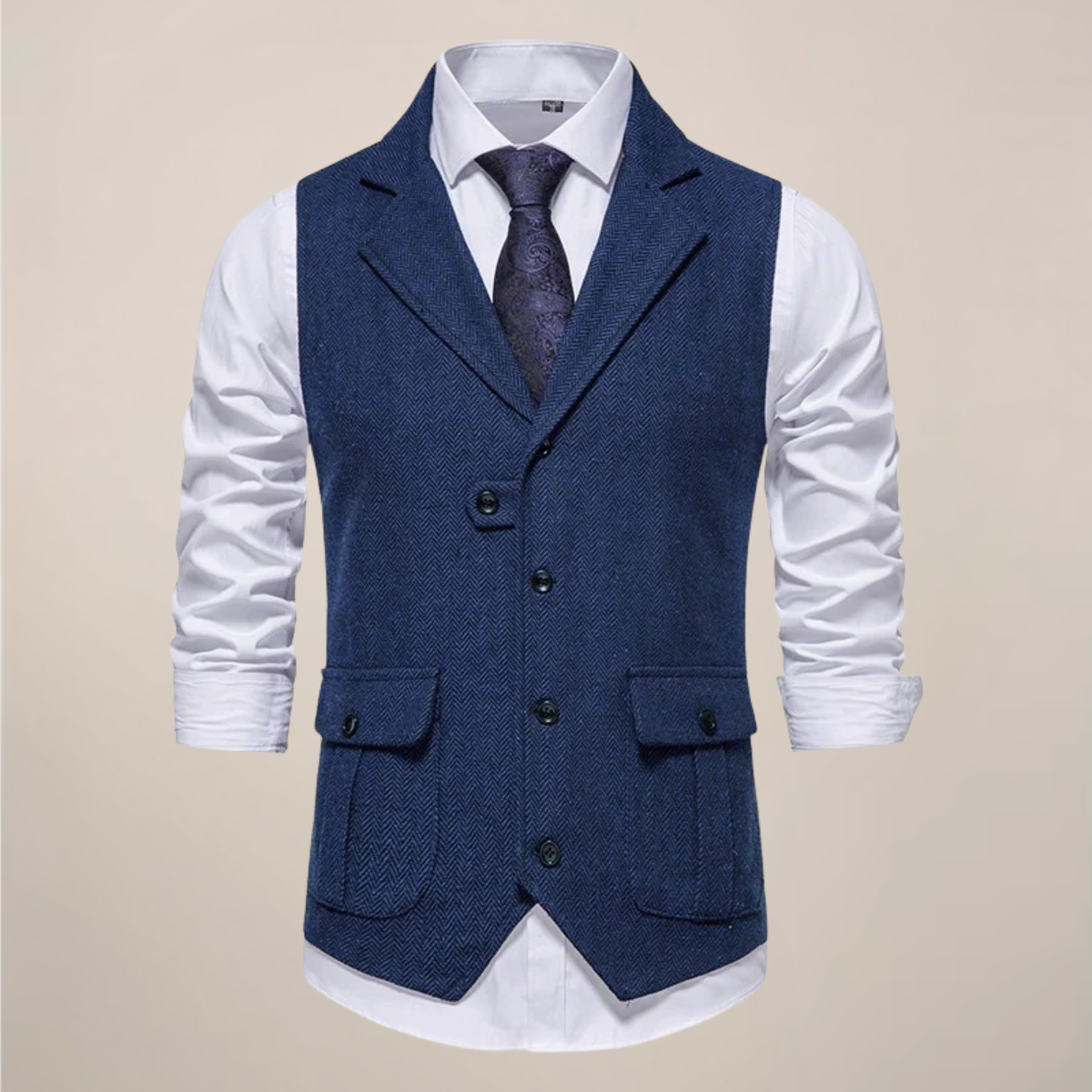 Men's Tweed Waistcoat - Stylish Notch Lapel Vest for Formal Occasions