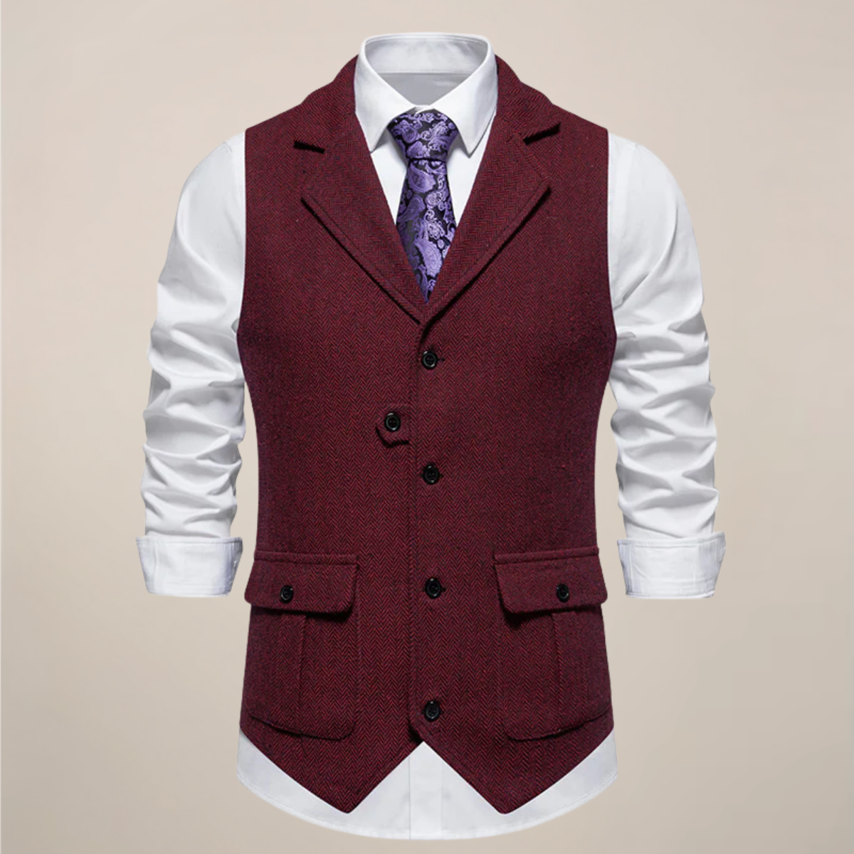 Men's Tweed Waistcoat - Stylish Notch Lapel Vest for Formal Occasions