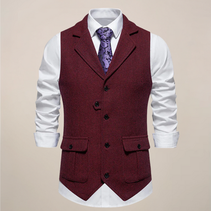 Men's Tweed Waistcoat - Stylish Notch Lapel Vest for Formal Occasions