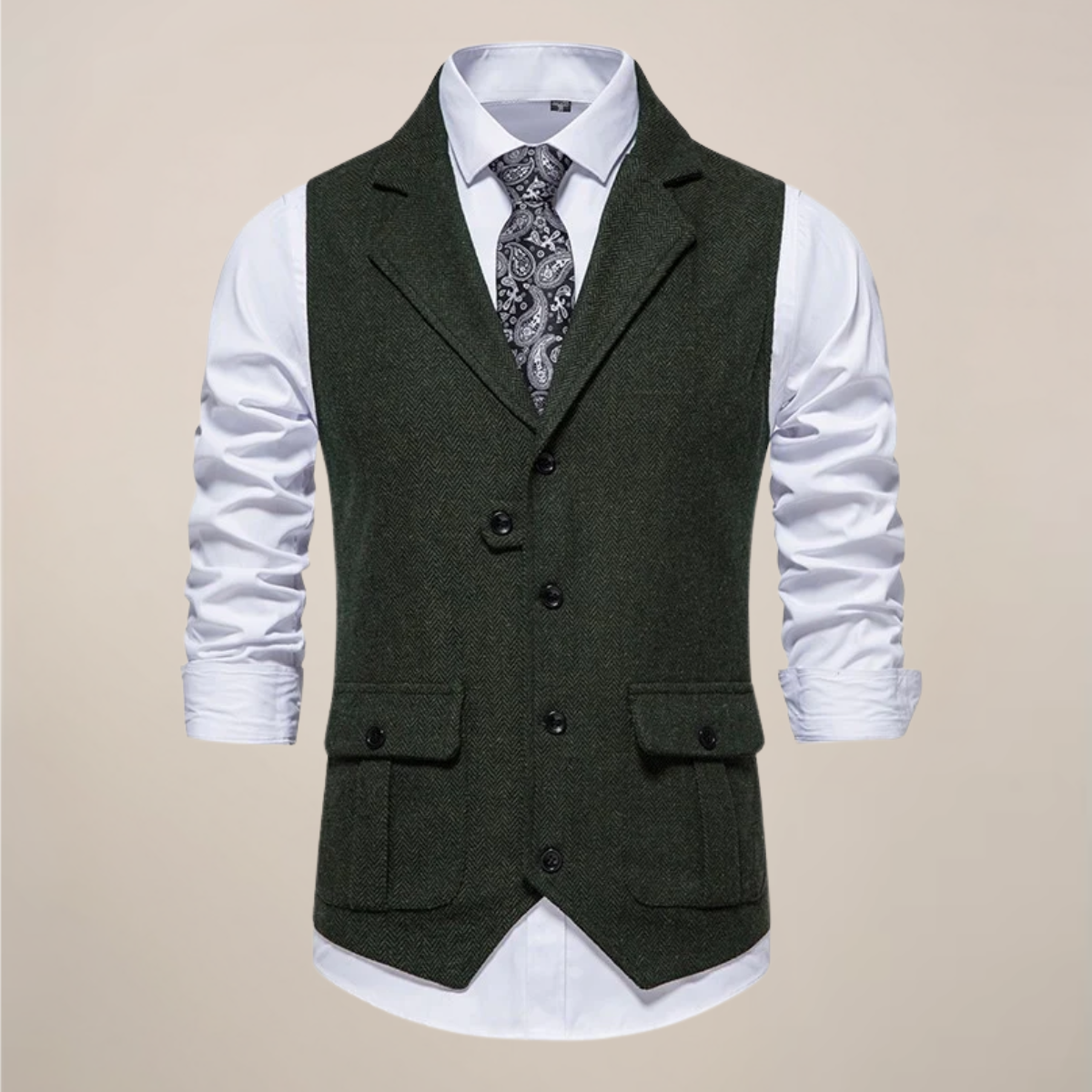 Men's Tweed Waistcoat - Stylish Notch Lapel Vest for Formal Occasions