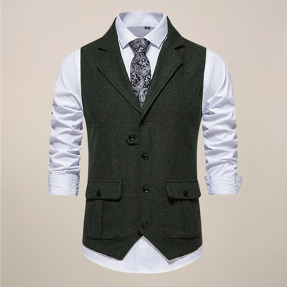 Men's Tweed Waistcoat - Stylish Notch Lapel Vest for Formal Occasions