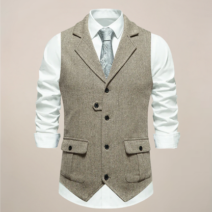 Men's Tweed Waistcoat - Stylish Notch Lapel Vest for Formal Occasions