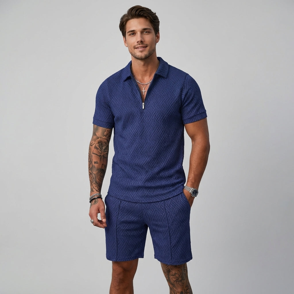 Men's Two Piece Summer Set | Matching Polo Shirt & Shorts Outfit