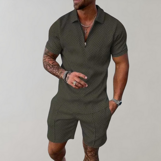Men's Two Piece Summer Set | Matching Polo Shirt & Shorts Outfit