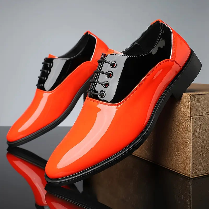 Men’s Two-Tone Patent Lace-Up Dress Shoes for Stylish Occasions