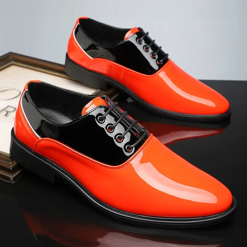 Men’s Two-Tone Patent Lace-Up Dress Shoes for Stylish Occasions