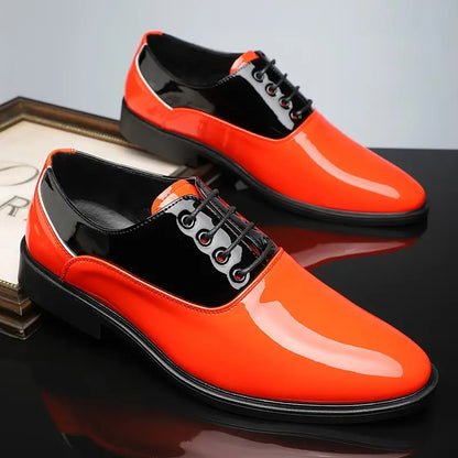 Men’s Two-Tone Patent Lace-Up Dress Shoes for Stylish Occasions