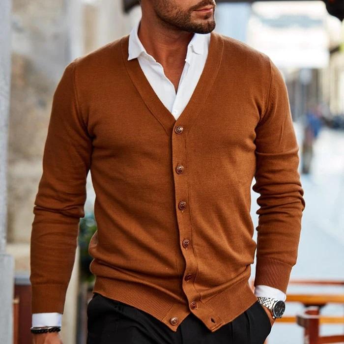 Men’s V-Neck Button Cardigan – Stylish Knitwear for Any Occasion