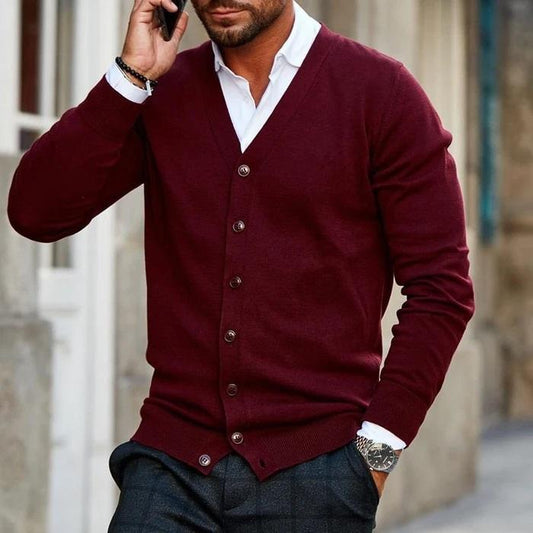Men’s V-Neck Button Cardigan – Stylish Knitwear for Any Occasion
