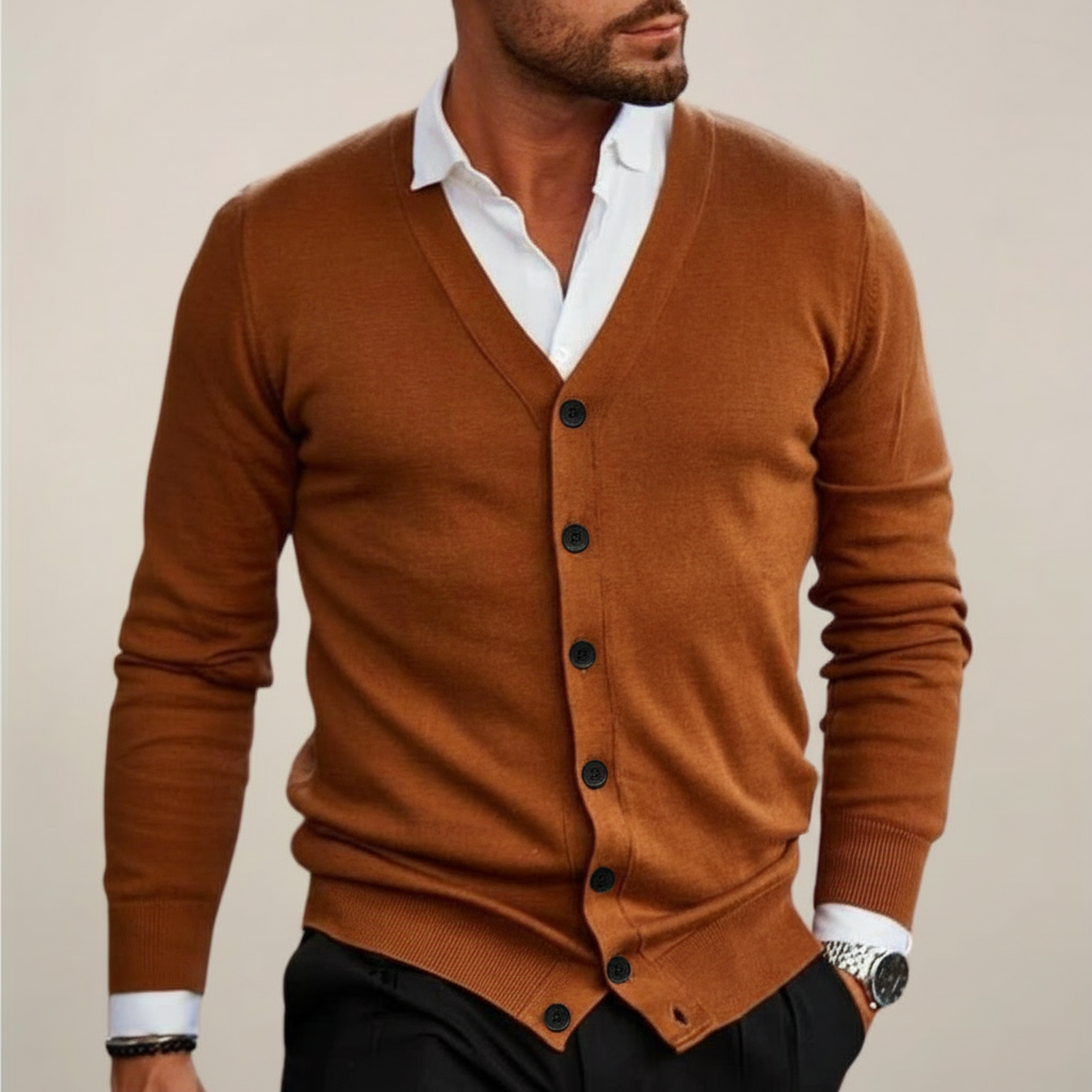 Men’s V-Neck Button Cardigan – Stylish Knitwear for Work & Events