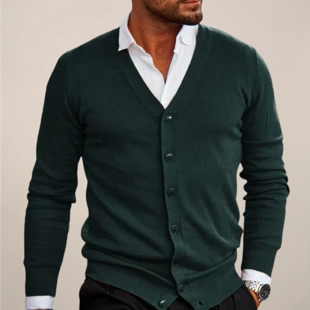 Men’s V-Neck Button Cardigan – Stylish Knitwear for Work & Events