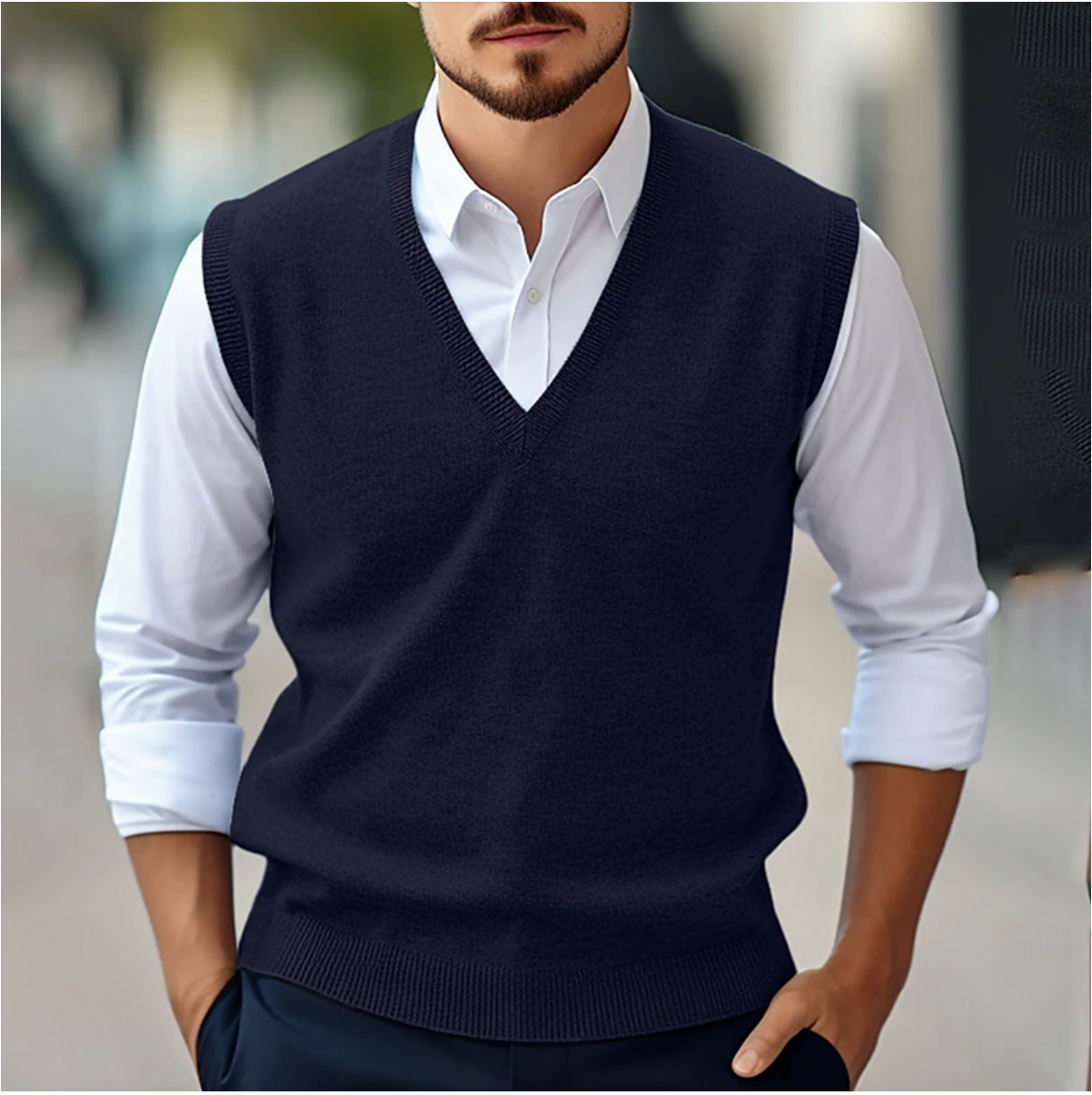 Men's V-Neck Sweater Vest for Smart Occasions