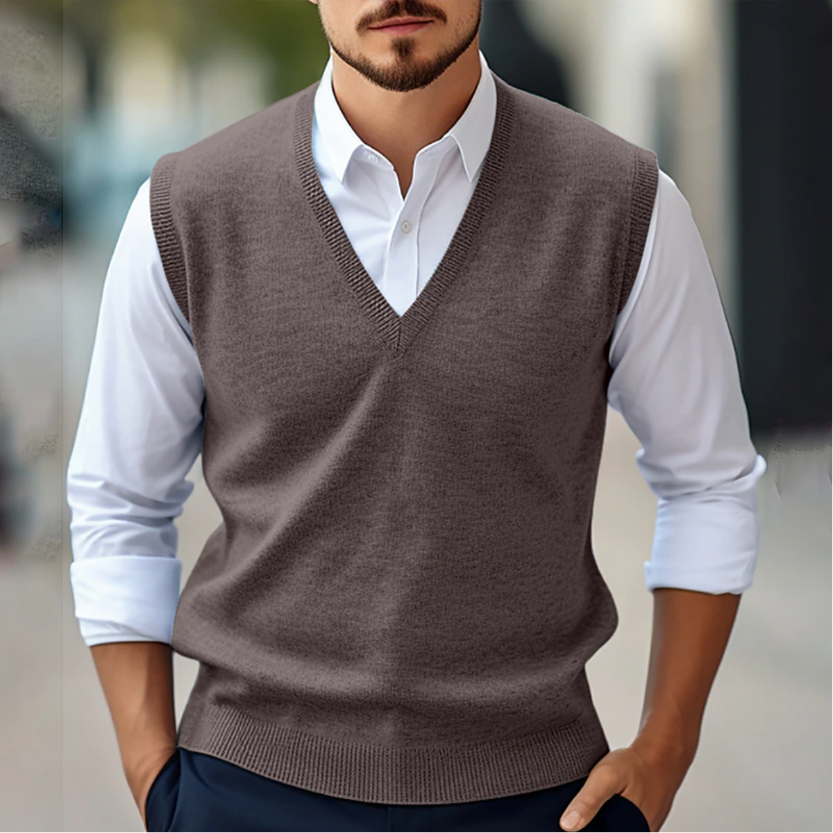 Men's V-Neck Sweater Vest for Smart Occasions