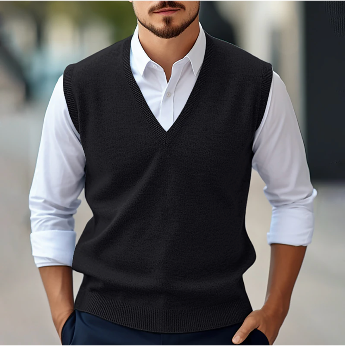 Men's V-Neck Sweater Vest for Smart Occasions