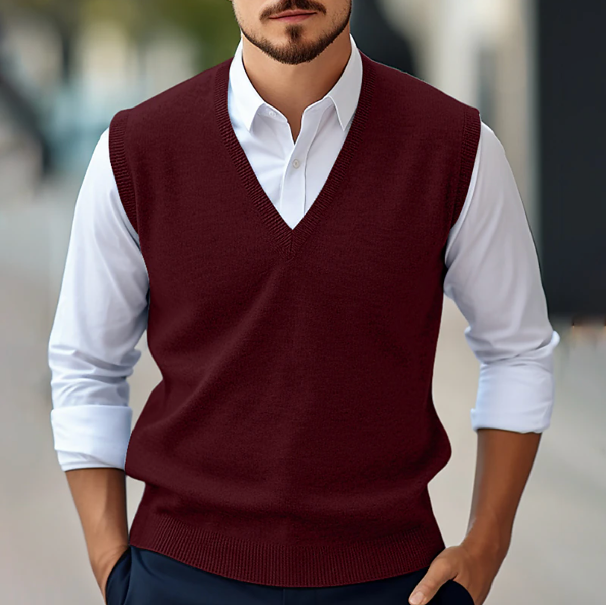 Men's V-Neck Sweater Vest for Smart Occasions