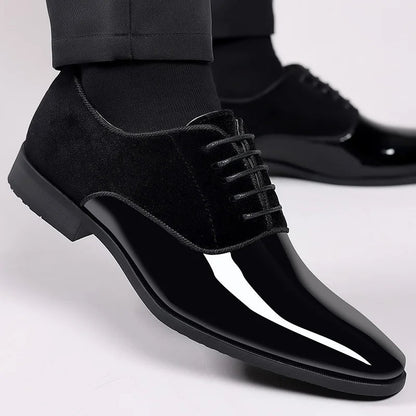 Men's Velvet Patent Oxford Shoes for Formal Occasions