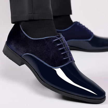 Men's Velvet Patent Oxford Shoes for Formal Occasions