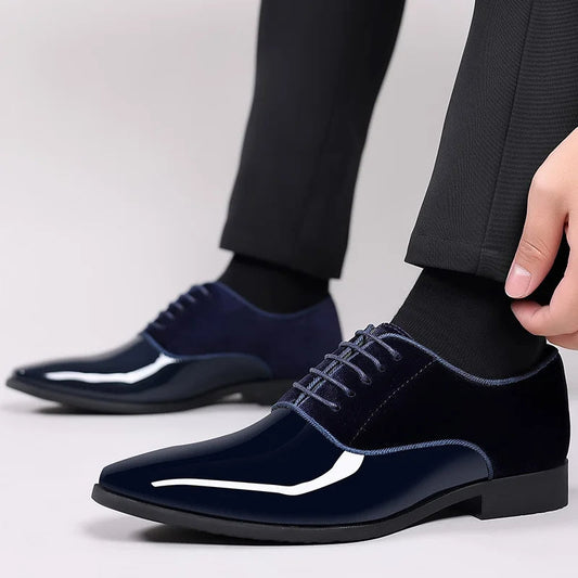 Men's Velvet Patent Oxford Shoes for Formal Occasions