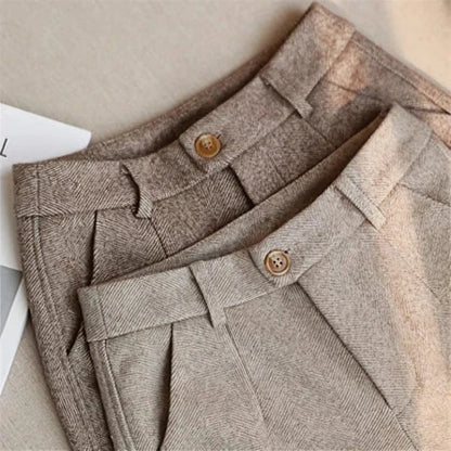 Men’s Vintage High-Waist Pleated Trousers for Smart Casual Wear