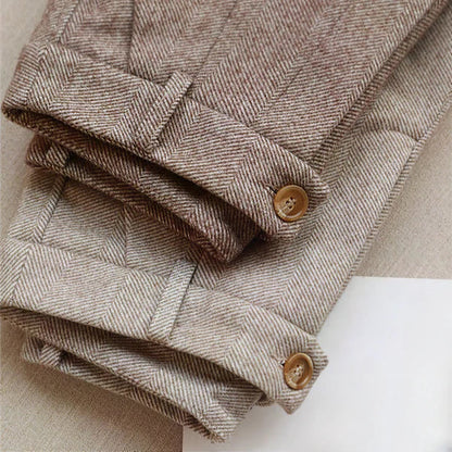 Men’s Vintage High-Waist Pleated Trousers for Smart Casual Wear