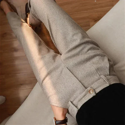 Men’s Vintage High-Waist Pleated Trousers for Smart Casual Wear