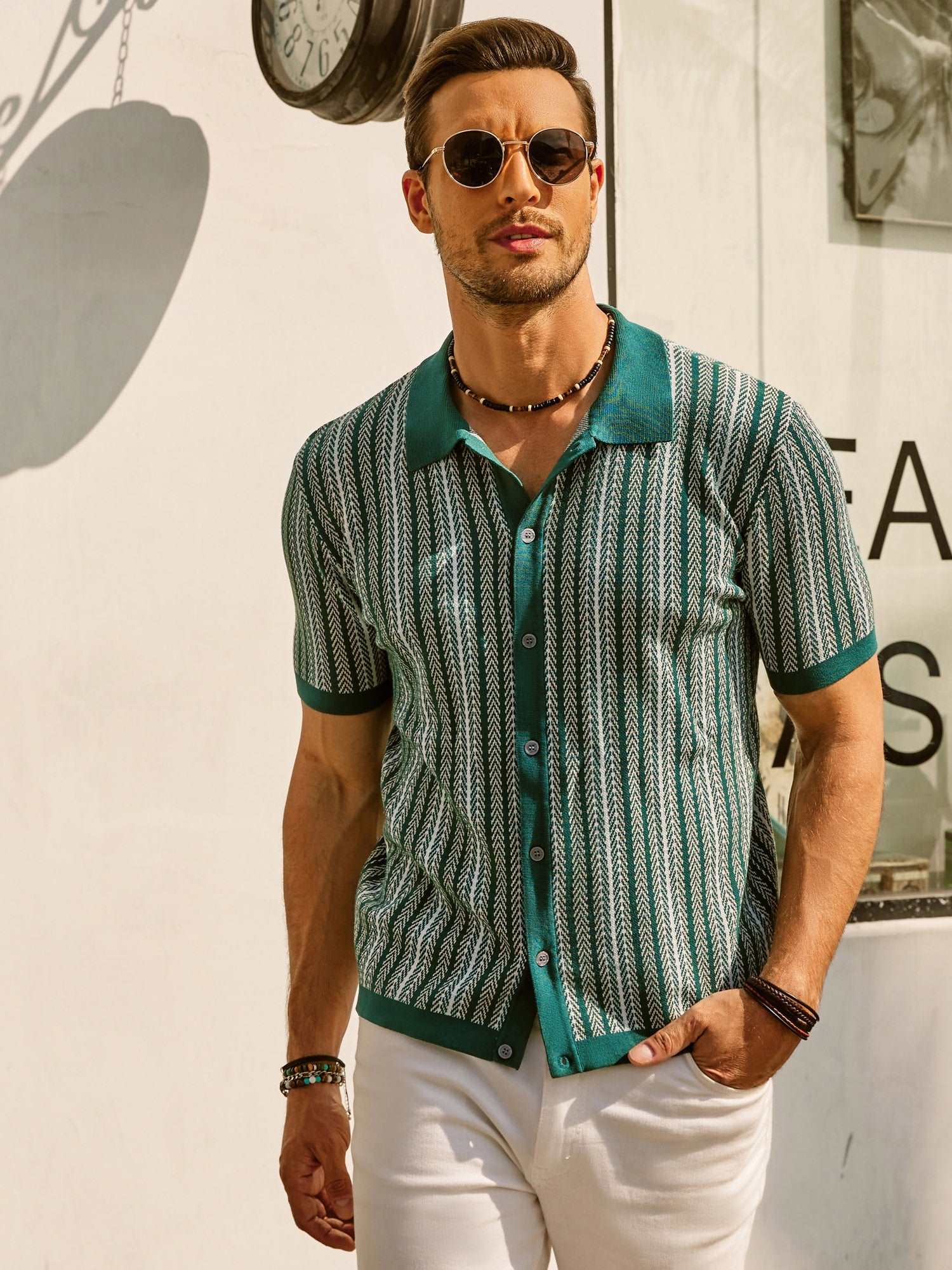 Men's Vintage Striped Polo Shirt for Everyday Wear