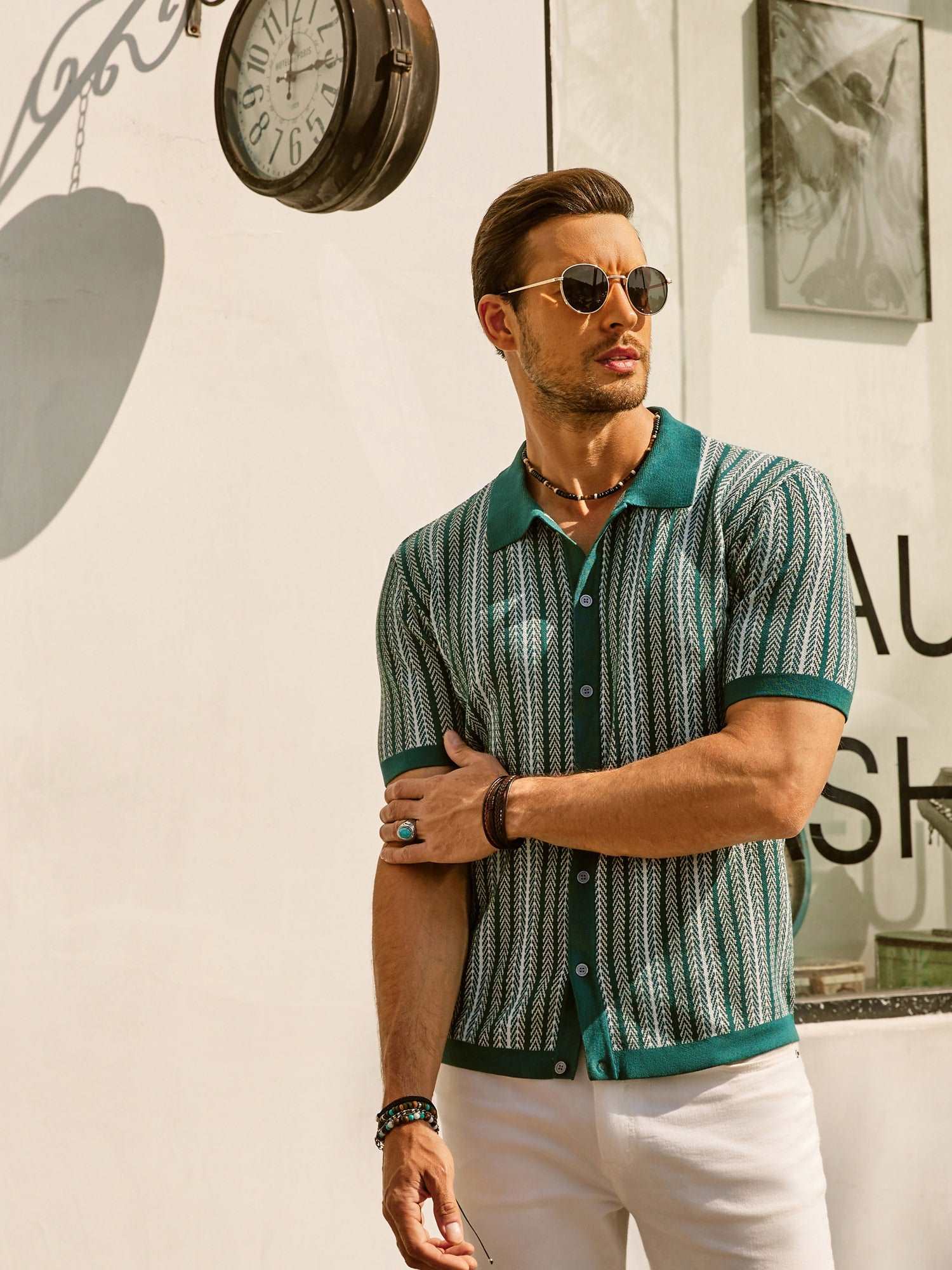 Men's Vintage Striped Polo Shirt for Everyday Wear