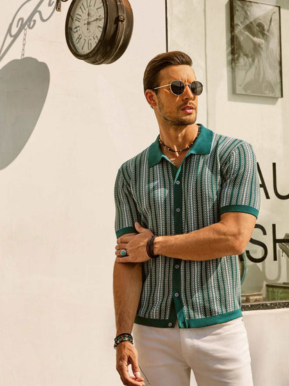Men's Vintage Striped Polo Shirt for Everyday Wear