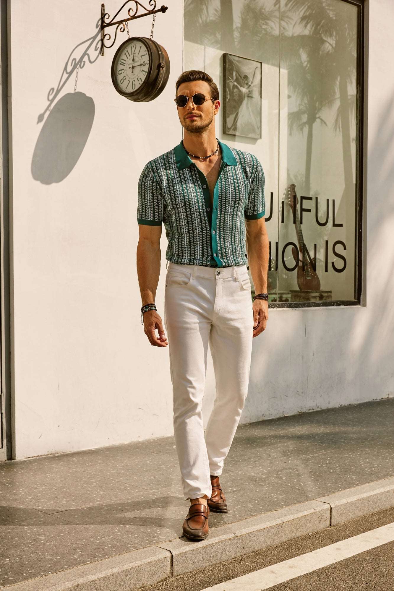 Men's Vintage Striped Polo Shirt for Everyday Wear