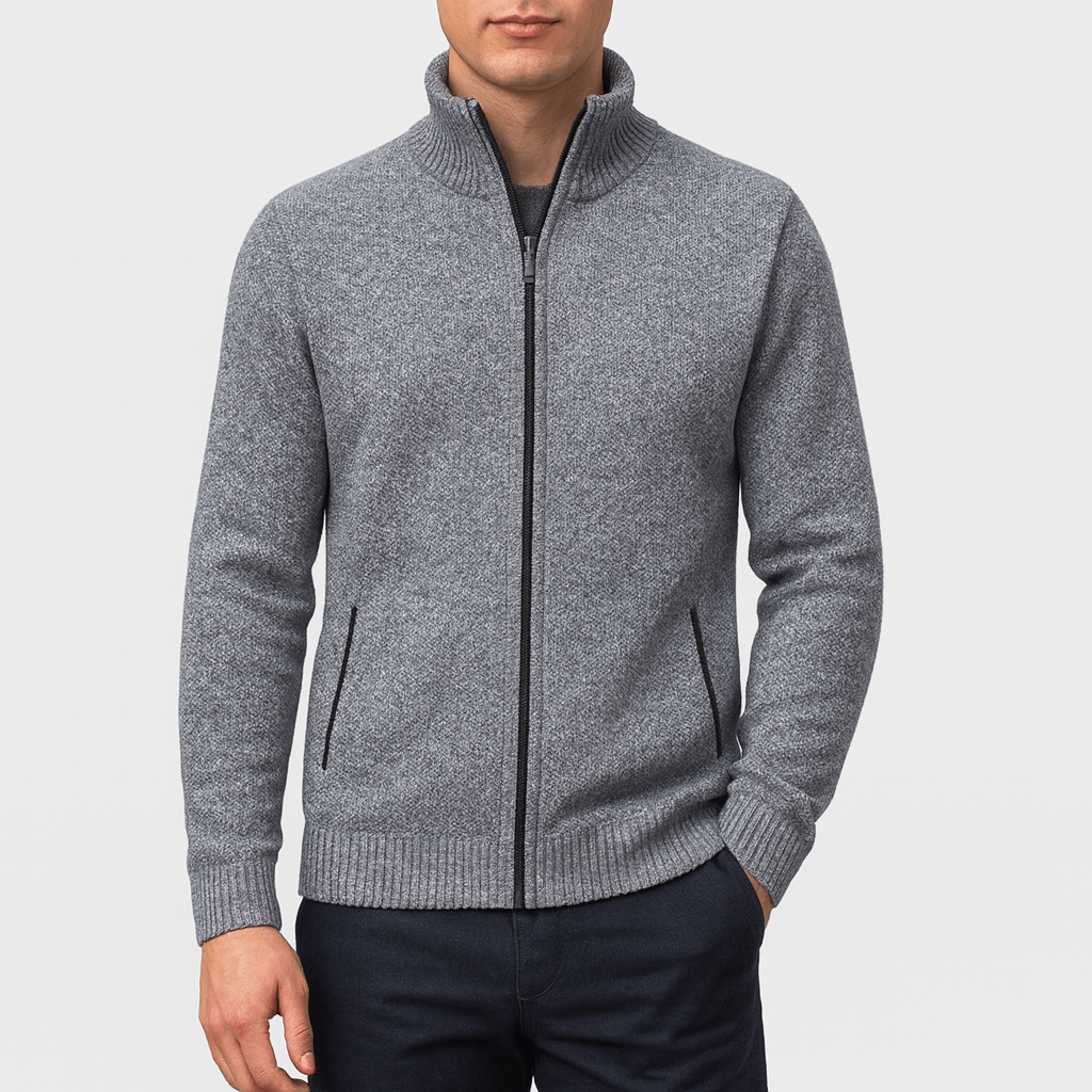 Men’s Zip-Collar Cardigan – Stylish Knit for Any Occasion