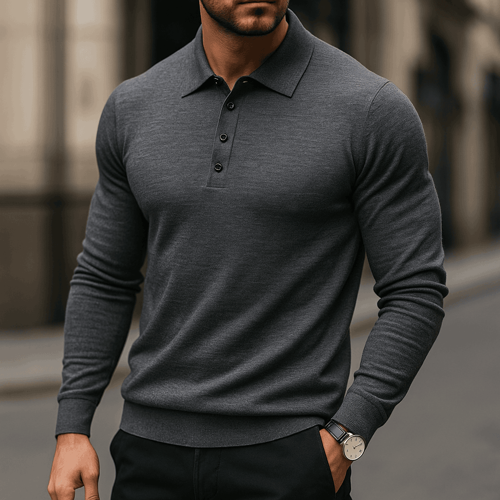 Merino Wool Polo Shirt for Men 7