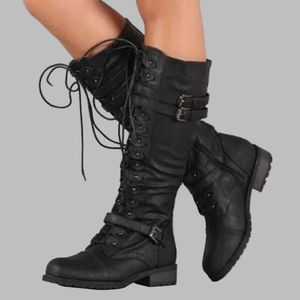 Mid-Calf Lace-Up Combat Boots for Women – Stylish & Durable Design 0