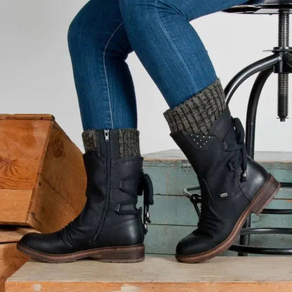 Mid-Calf Strass-Embellished Boots for Women – Stylish & Warm 0