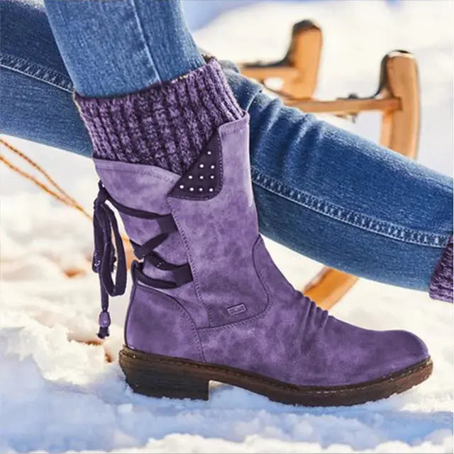 Mid-Calf Strass-Embellished Boots for Women – Stylish & Warm 2
