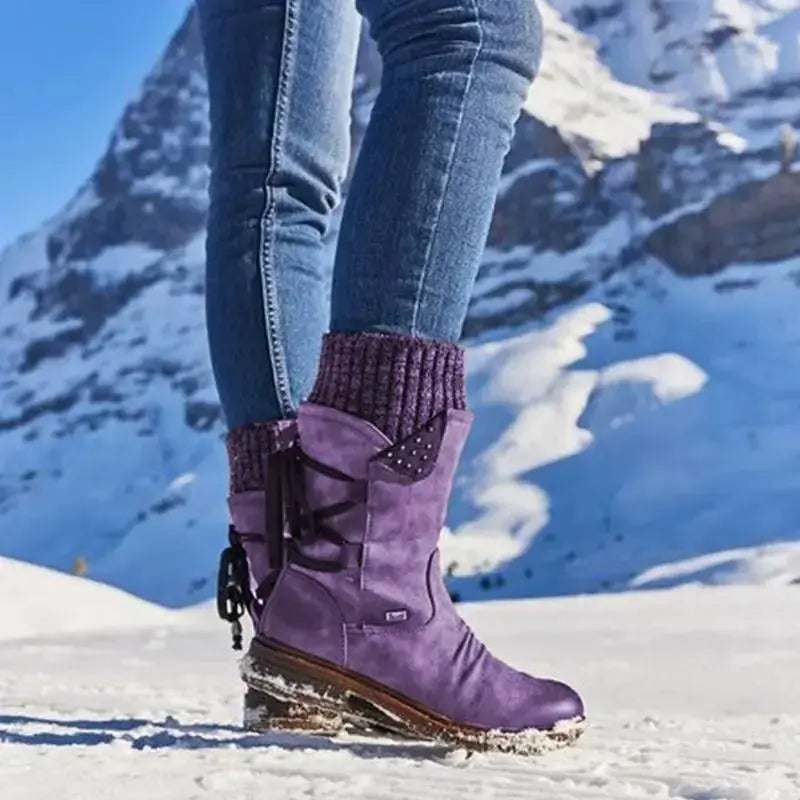 Mid-Calf Strass-Embellished Boots for Women – Stylish & Warm 5