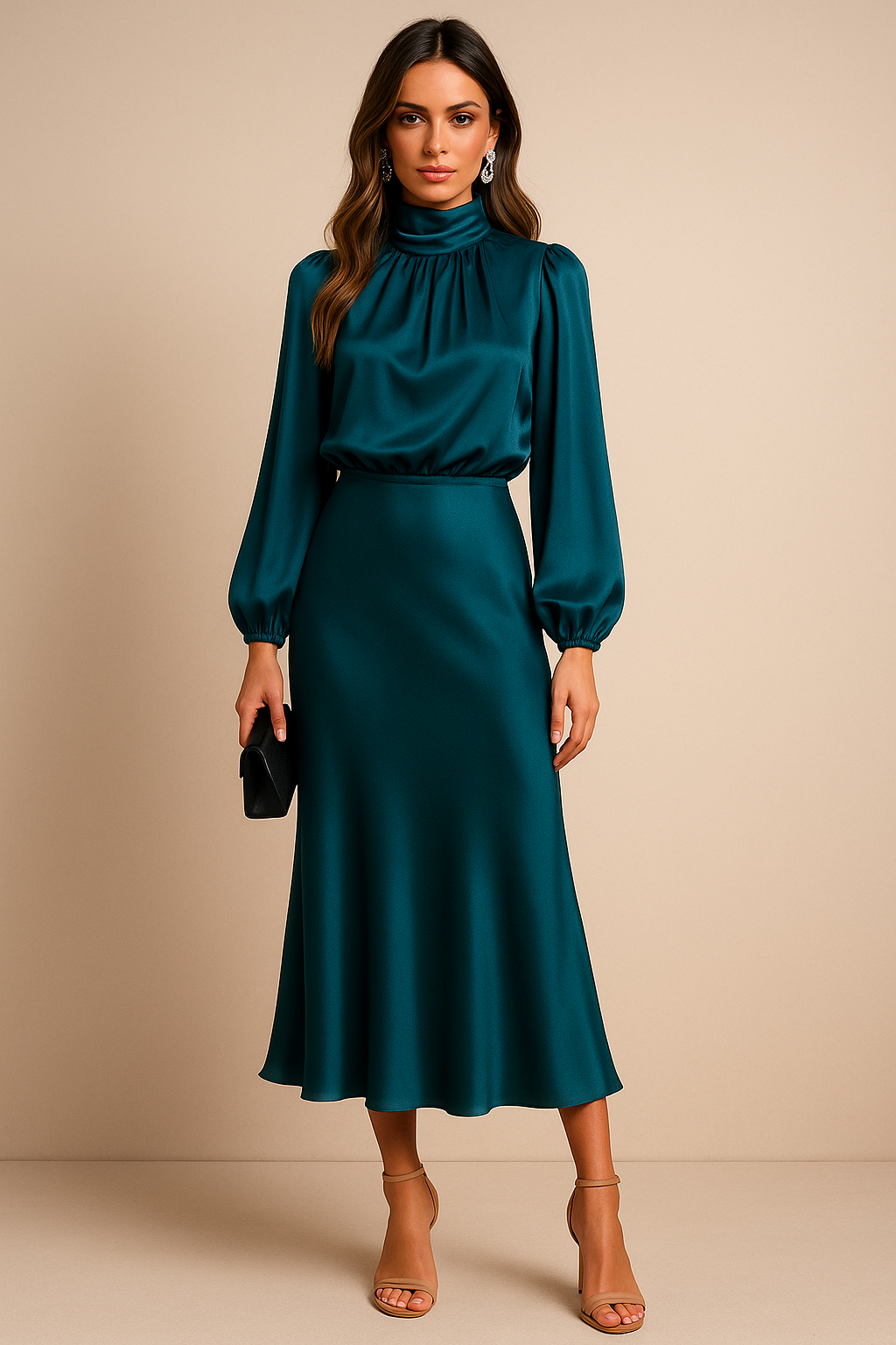 Midi Dress Women's | Elegant High Neck & Timeless Style
