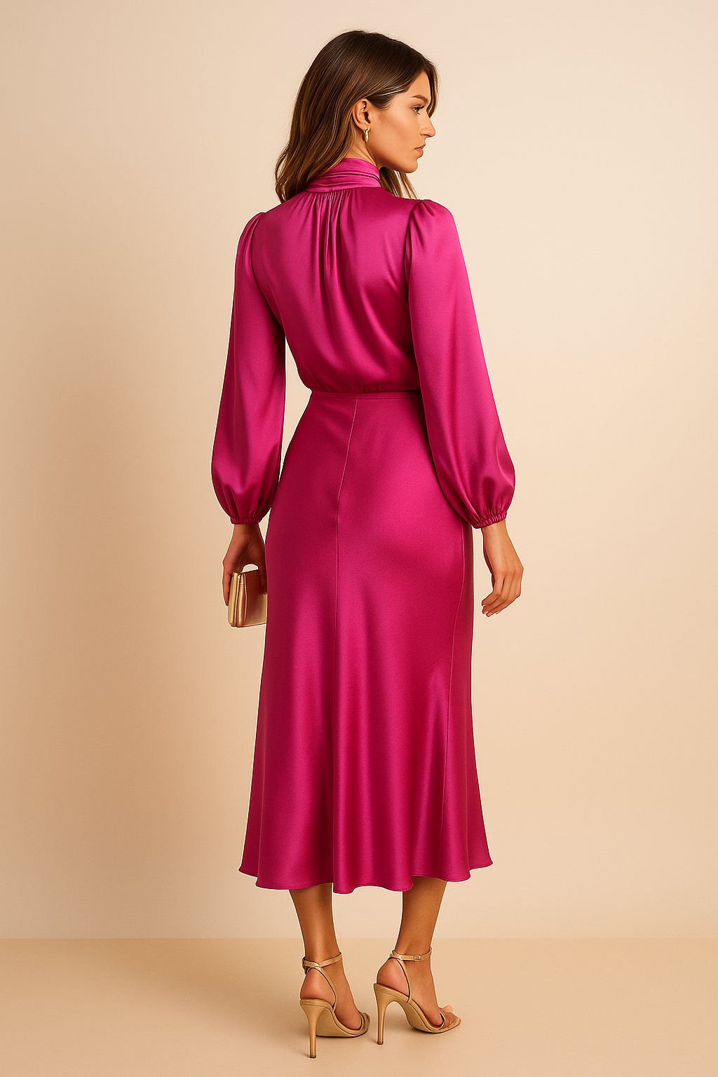 Midi Dress Women's | Elegant High Neck & Timeless Style