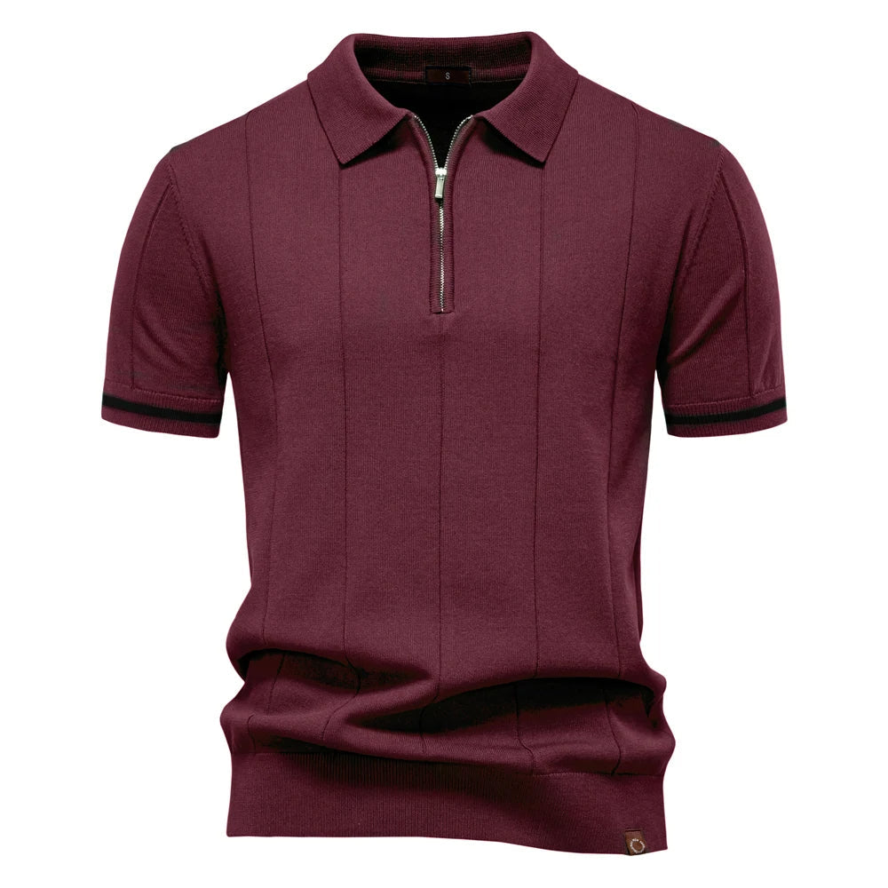 Men's Polo Shirt | Ribbed Zip-Neck Design