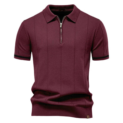 Men's Polo Shirt | Ribbed Zip-Neck Design